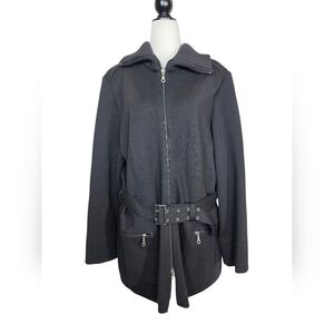 Vintage RODIER Black Knit wool with belt Jacket/ Cardigan